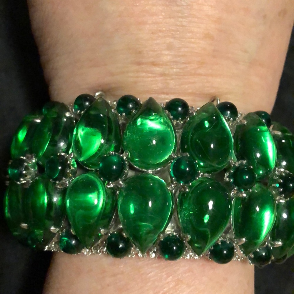 Emerald hinged cuff bracelet